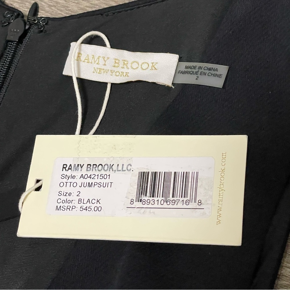 RAMY BROOK Otto Cutout Flare Jumpsuit Black Sleeveless Pockets NWT $545. - Picture 5 of 9